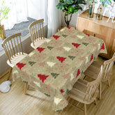Aperturee - Snowflake Pine Trees Brown Green Christmas Tablecloth
